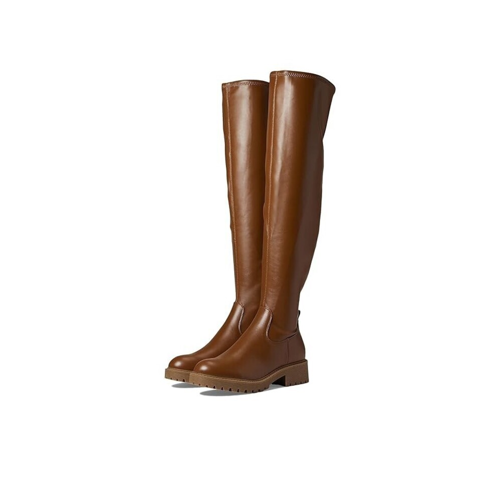 GBG Los Angeles Salesa Boots Womens Brown Knee High Round Toe Block Heel JOBB490